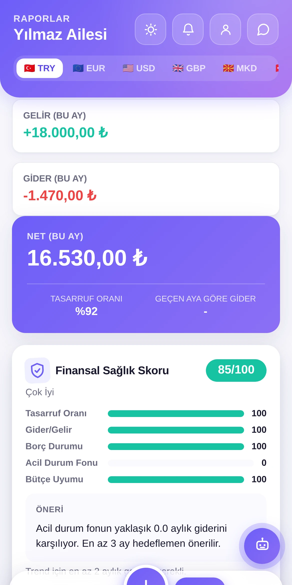 esfamOS raporlar ekranı